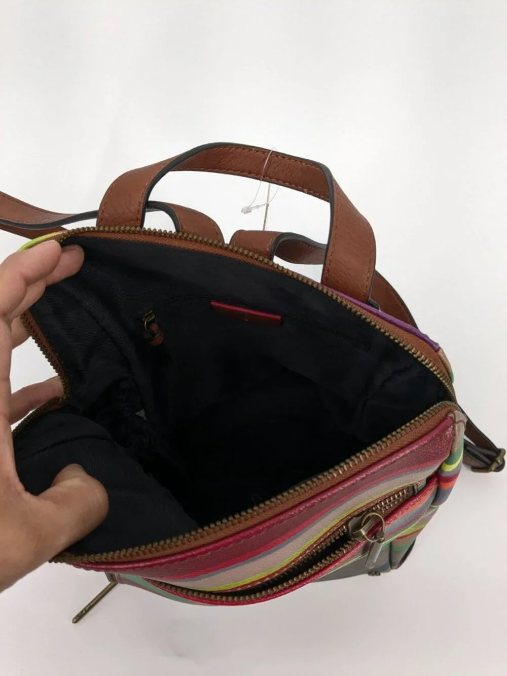 Elliot Lucca Olvera Striped Backpack Purse‎ Festival Boho Faux Leather Statement